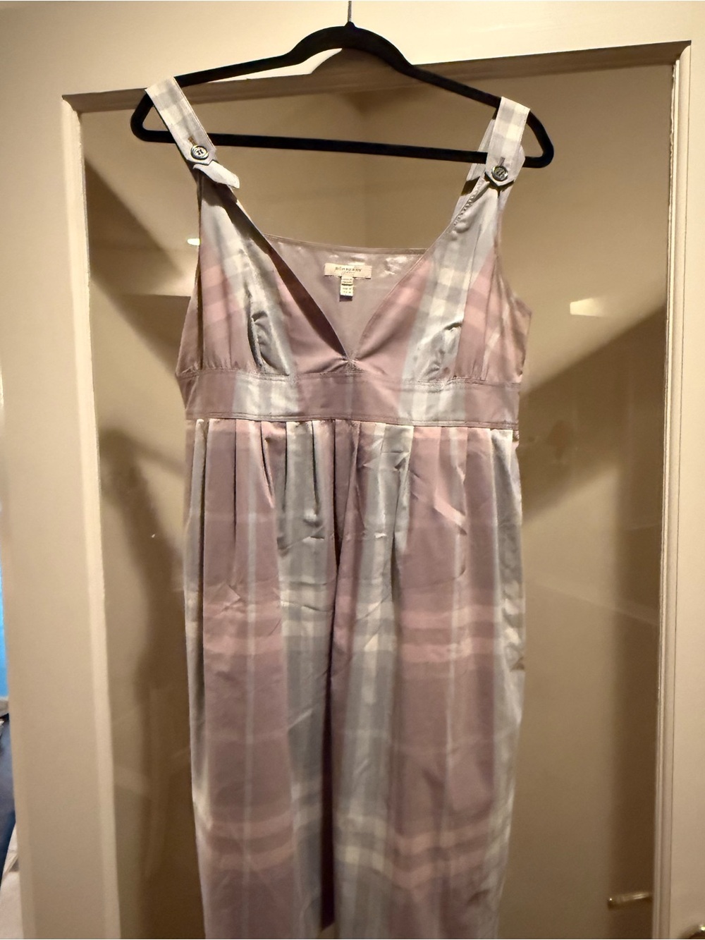 Burberry Pastel Pink and Light Gray Striped Sundress